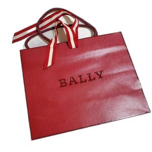 Bally shopping bag burgundy paper logo with ribbon
